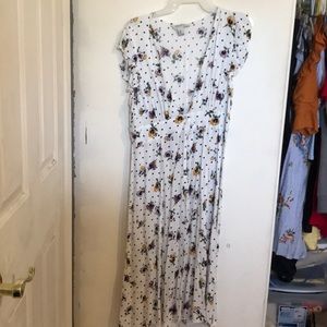 White floral midi dress